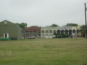 Hutto Main Street seen across a grassy area